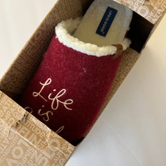 LIFE IS GOOD Women's "Life is Good" Felt Cork Slippers NIB Size 10 - Picture 7 of 8